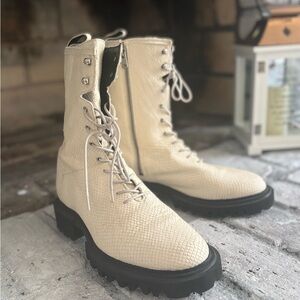 All Saints Cream Combat Boots
